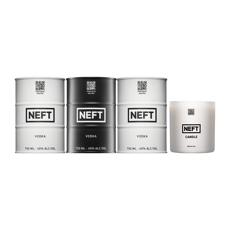 CANDLE BUNDLE: 2 WHITE BARRELS + 1 BLACK BARREL + 1 NEFT CANDLE